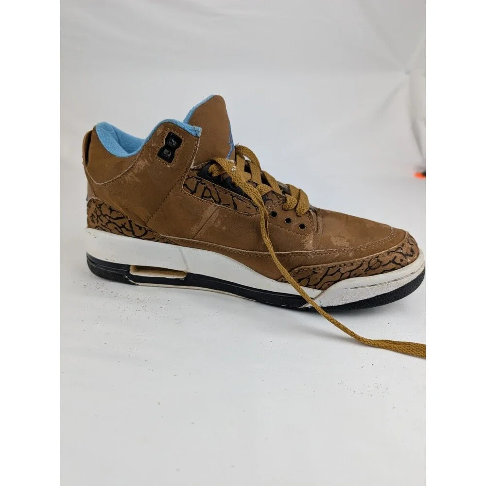 Vintage Mens 9 Air Jordan 3 Retro Sport Brown Sneakers 136064-130 Blue Worn